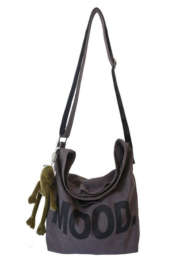 Sumleno Canvas Messenger Vintage Big Alt Emo Crossbody Bag Goth Punk Shoulder Satchels Harajuku Grunge Handbag (Brown) - Image 1