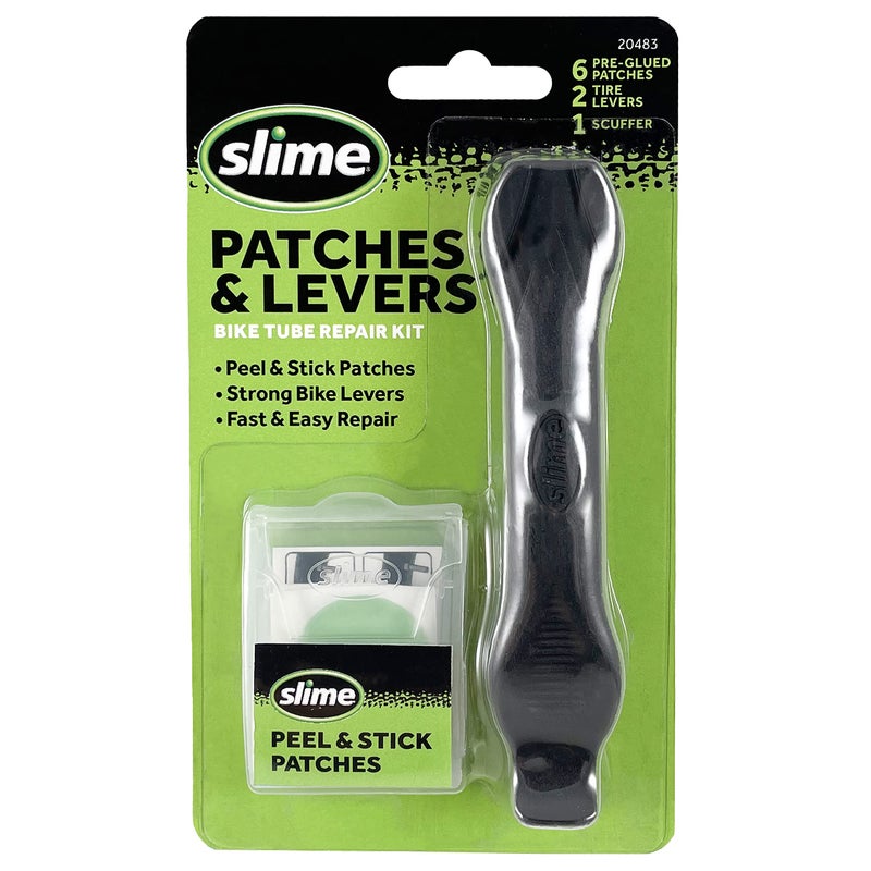 Slime 20483 SKABS, Bike Tire Repair, Peel-and-Stick Patches with Tire Levers - Image 1