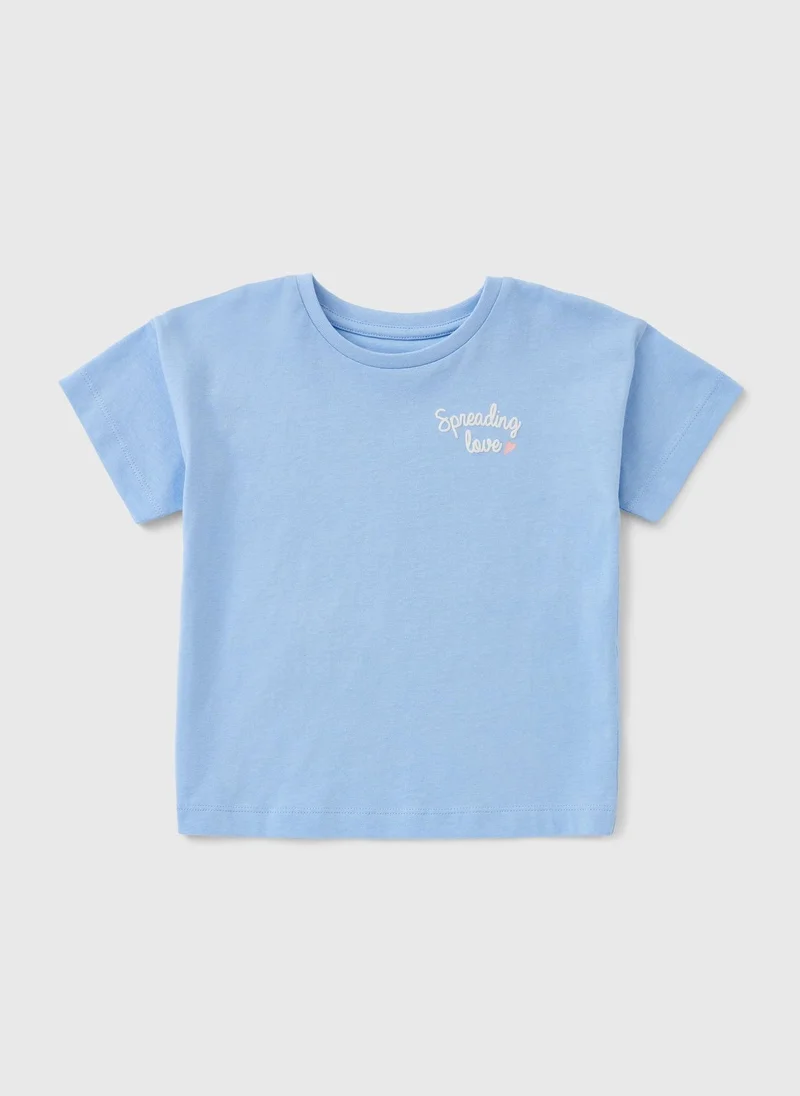 ماتلان Girls Blue Dove Back Graphic T-Shirt