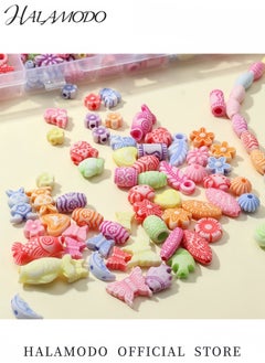 HALAMODO 1200-Piece DIY Mixed Shapes Acrylic Beads Kit Jewelry Making Set with 24-Grid Storage Box Craft Beads for Bracelets Necklaces and Creative Projects Perfect Gift for Girls 6+  - Image 3