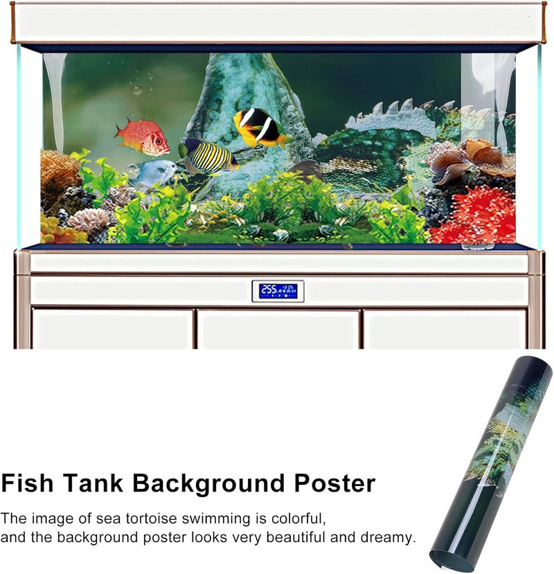 خلفية حوض السمك PVC بتأثيرات ثلاثية الأبعاد، ديكور لحوض السمك، 122×50 سم / 48×19.7 بوصة - مادة غير متينة، ذاتية اللصق لأحواض المياه العذبة والمالحة (91 * 50 سم) - Image 4