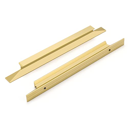 Peaha 10 Pack Gold Edge Pulls for Cabinets 5 Inch Tab Handles for Kitchen Brushed Brass Cupboard Hardware - Image 1