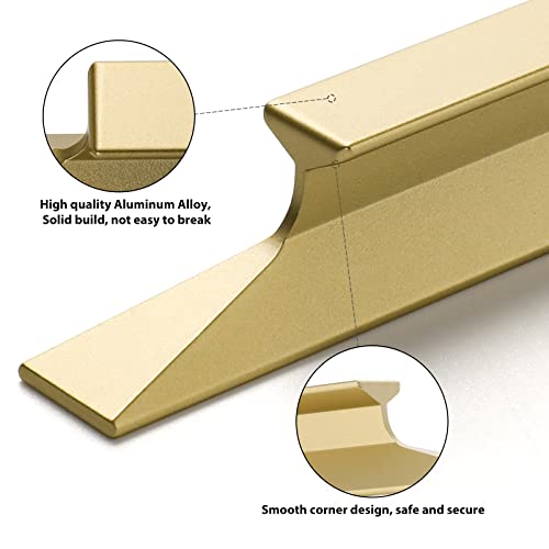 Peaha 10 Pack Gold Edge Pulls for Cabinets 5 Inch Tab Handles for Kitchen Brushed Brass Cupboard Hardware - Image 3