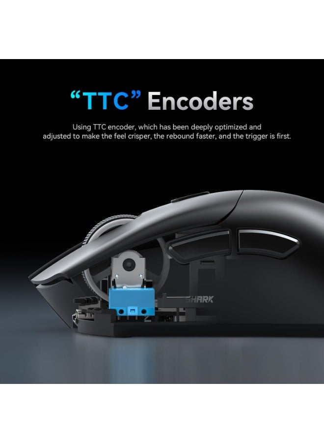 Attack Shark Shark Attack R1 Ultralight Gaming Mouse 59g with Strap Wireless/Wired Bluetooth/2.4GHz Gaming Mouse 6 DPI Adjustable Resolution up to 18000 65 Hours Battery Life Comes with Sticker Color Black - Image 2