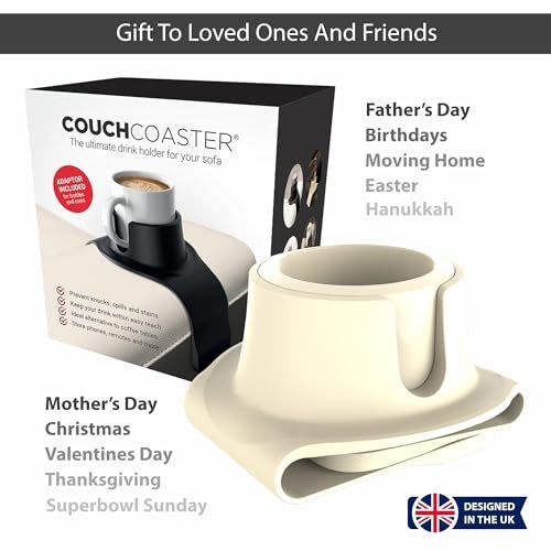 HIT PRODUCTS CouchCoaster® - Original & Patented Armrest Couch Cup Holder, Cool Cream - A Weighted, Silicone, Anti Slip Coaster Stops Spills On Your Sofa, Armchair Or Recliner & Keeps Drinks in Reach - Image 5