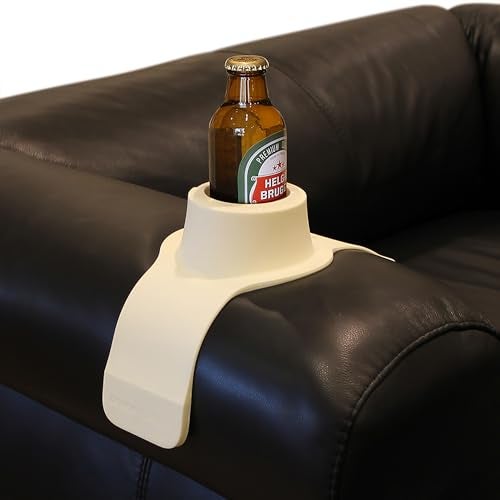 HIT PRODUCTS CouchCoaster® - Original & Patented Armrest Couch Cup Holder, Cool Cream - A Weighted, Silicone, Anti Slip Coaster Stops Spills On Your Sofa, Armchair Or Recliner & Keeps Drinks in Reach - Image 1