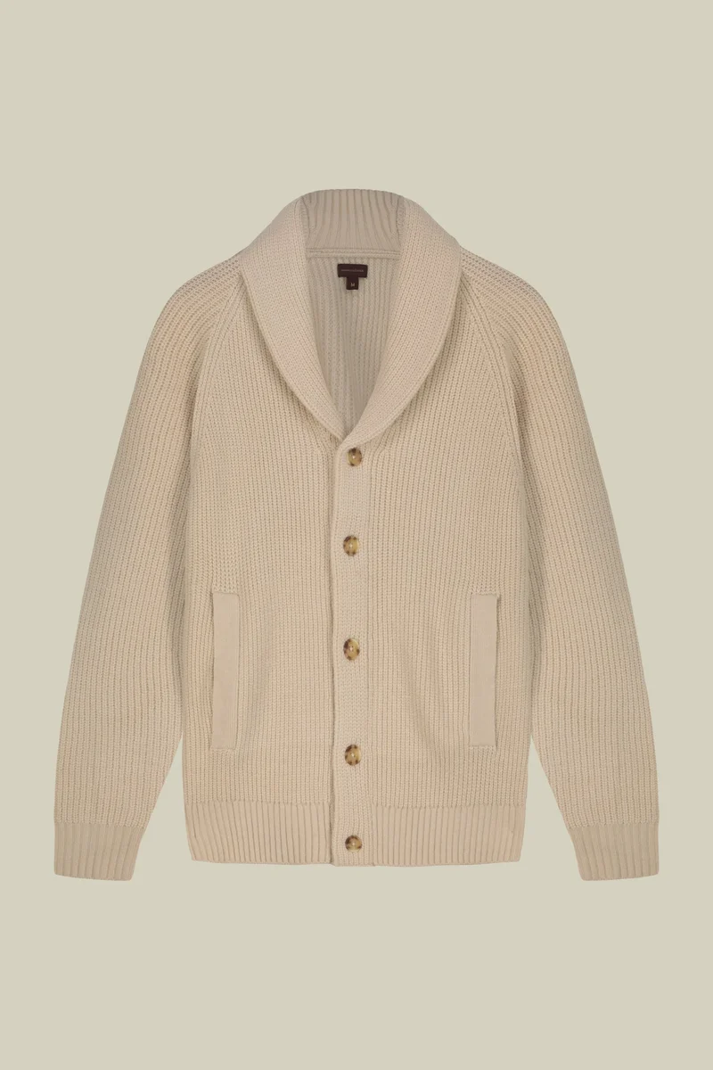 Men's regular fit English knit cardigan - LT Beige