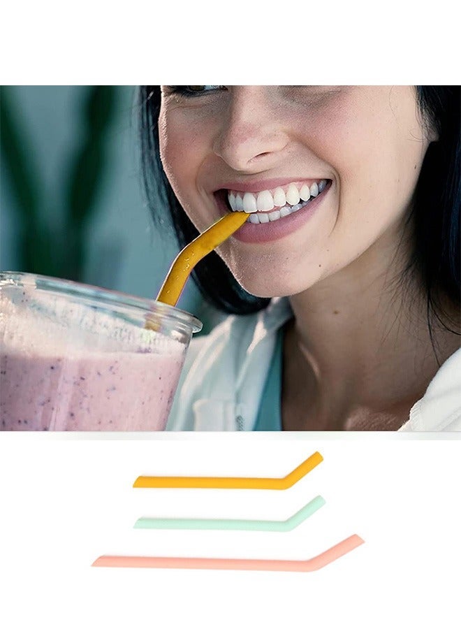 3 Pcs Reusable Silicone Straws, Food Grade BPA Free Non Rubber Straw, Bendable Straws for Kids Toddlers (Pink+Green+Yellow) - Image 5