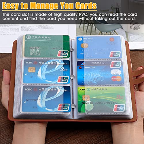 Romozi RFID Credit Card Holder, Leather Business Card Organizer with 96 Card Slots, Credit Card Case for Managing Your Different Cards and Important Documents to Prevent Loss or Damage (Dark Red) - Image 5