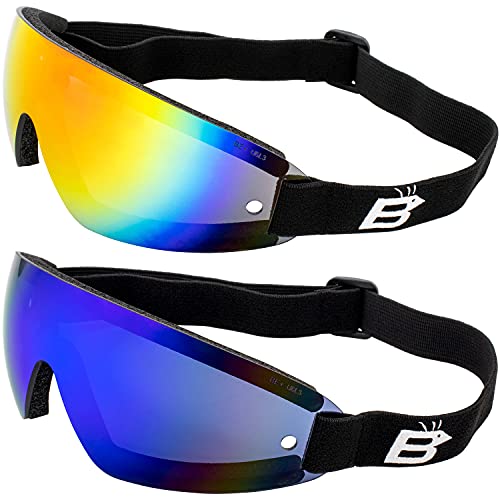 Birdz Eyewear Wing Skydiving Parasailing Goggles 2 Pairs with One Piece ReflecTech Red Mirror Lens  Blue Mirror Lens