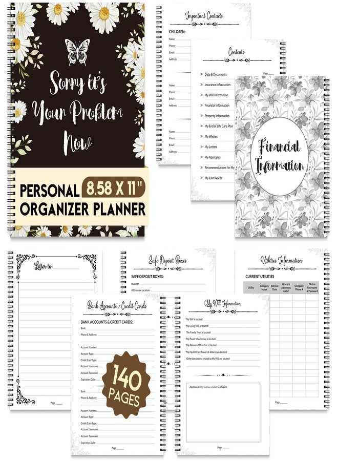 Phyxin Spiral End of Life Planner, Large A4 Size Im Dead Now What Planner-8.58'' x 11'', Guided End Of Life Planner Organizer Binder for Final Arrangements & Important Affairs, Floral - Image 2