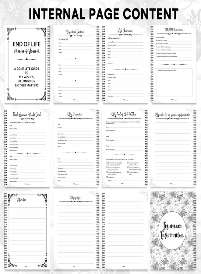 Phyxin Spiral End of Life Planner, Large A4 Size Im Dead Now What Planner-8.58'' x 11'', Guided End Of Life Planner Organizer Binder for Final Arrangements & Important Affairs, Floral - Image 5