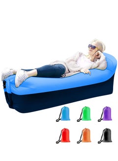 KASTWAVE Inflatable Lounger Air Sofa Hammock,Portable,Waterproof Anti-Air Leaking Design,Pillow Shape The top for Added Comfort, for Lakeside Beach Traveling Camping Picnics & Music Festivals Camping (Blue)  - Image 1