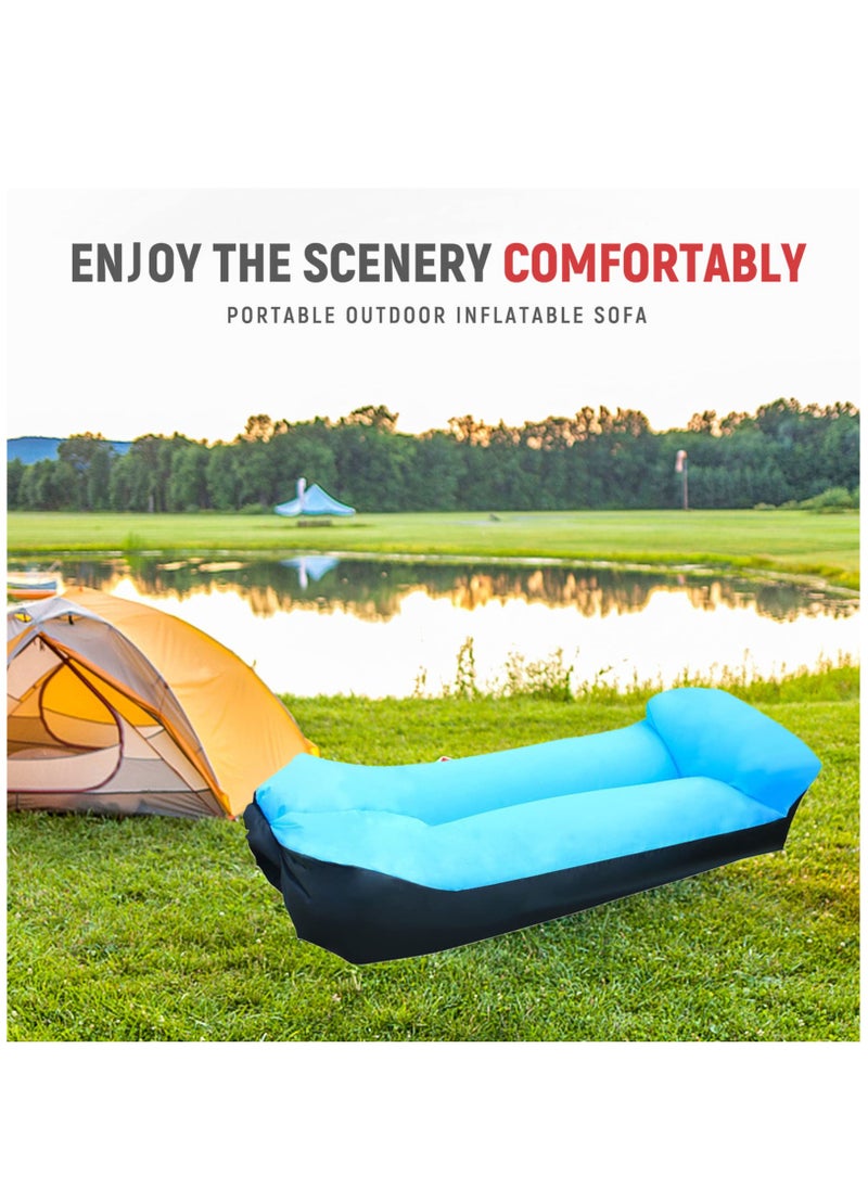 KASTWAVE Inflatable Lounger Air Sofa Hammock,Portable,Waterproof Anti-Air Leaking Design,Pillow Shape The top for Added Comfort, for Lakeside Beach Traveling Camping Picnics & Music Festivals Camping (Blue)  - Image 4