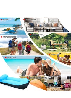 KASTWAVE Inflatable Lounger Air Sofa Hammock,Portable,Waterproof Anti-Air Leaking Design,Pillow Shape The top for Added Comfort, for Lakeside Beach Traveling Camping Picnics & Music Festivals Camping (Blue)  - Image 5