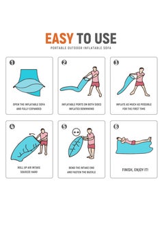 KASTWAVE Inflatable Lounger Air Sofa Hammock,Portable,Waterproof Anti-Air Leaking Design,Pillow Shape The top for Added Comfort, for Lakeside Beach Traveling Camping Picnics & Music Festivals Camping (Blue)  - Image 3