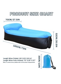 KASTWAVE Inflatable Lounger Air Sofa Hammock,Portable,Waterproof Anti-Air Leaking Design,Pillow Shape The top for Added Comfort, for Lakeside Beach Traveling Camping Picnics & Music Festivals Camping (Blue)  - Image 2