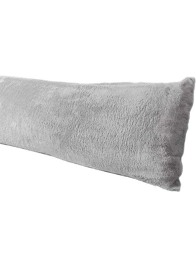 erorex Extra Soft Body Pillow Cover Sherpa Microplush Material 20X54 Inches Zipper Closure Grey - Image 1