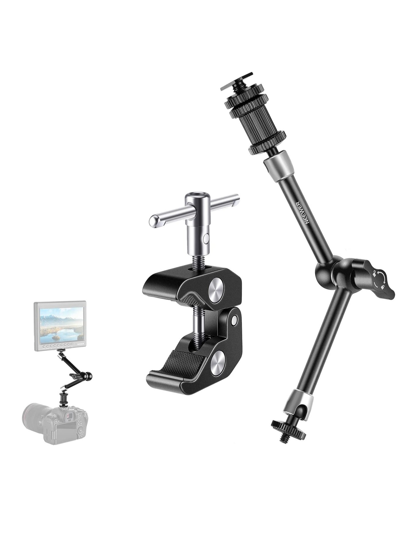 Neewer ST20 Articulating Magic Arm with Super Clamp – 11" Adjustable Friction Arm for Camera Monitors, LED Lights, and Microphones