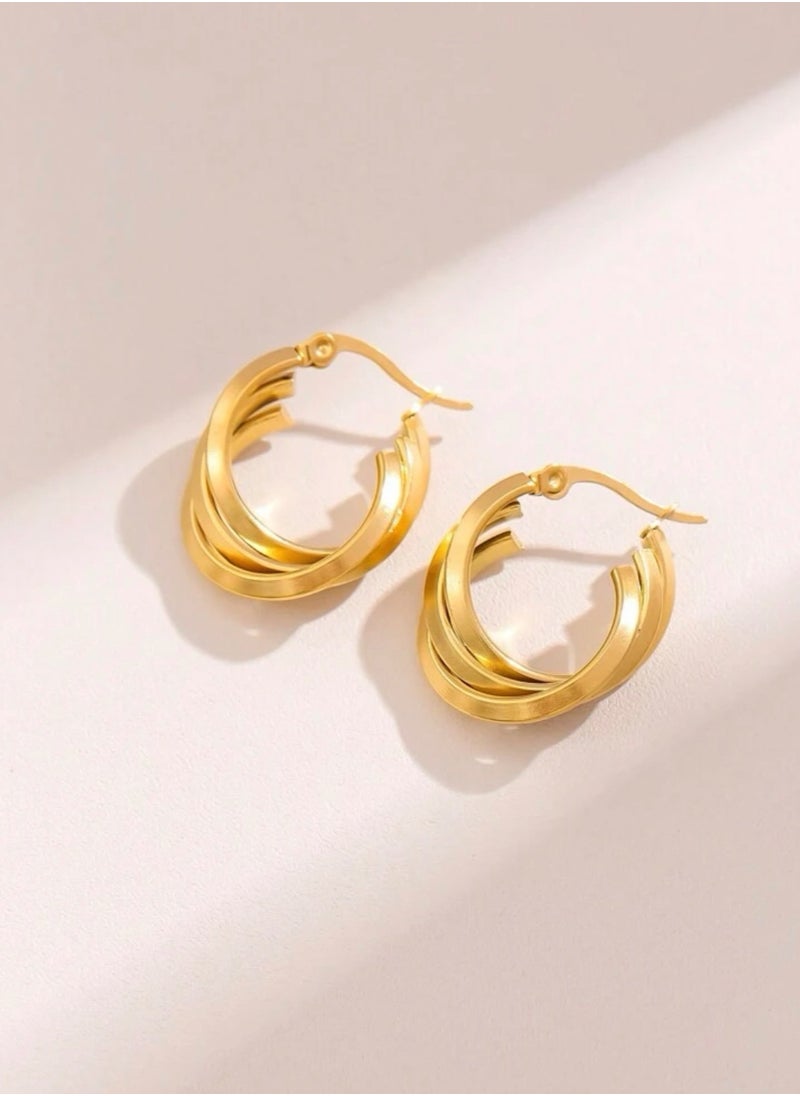 Equal - Elegant Stainless Steel Gold Plated Earrings For Women - Image 1