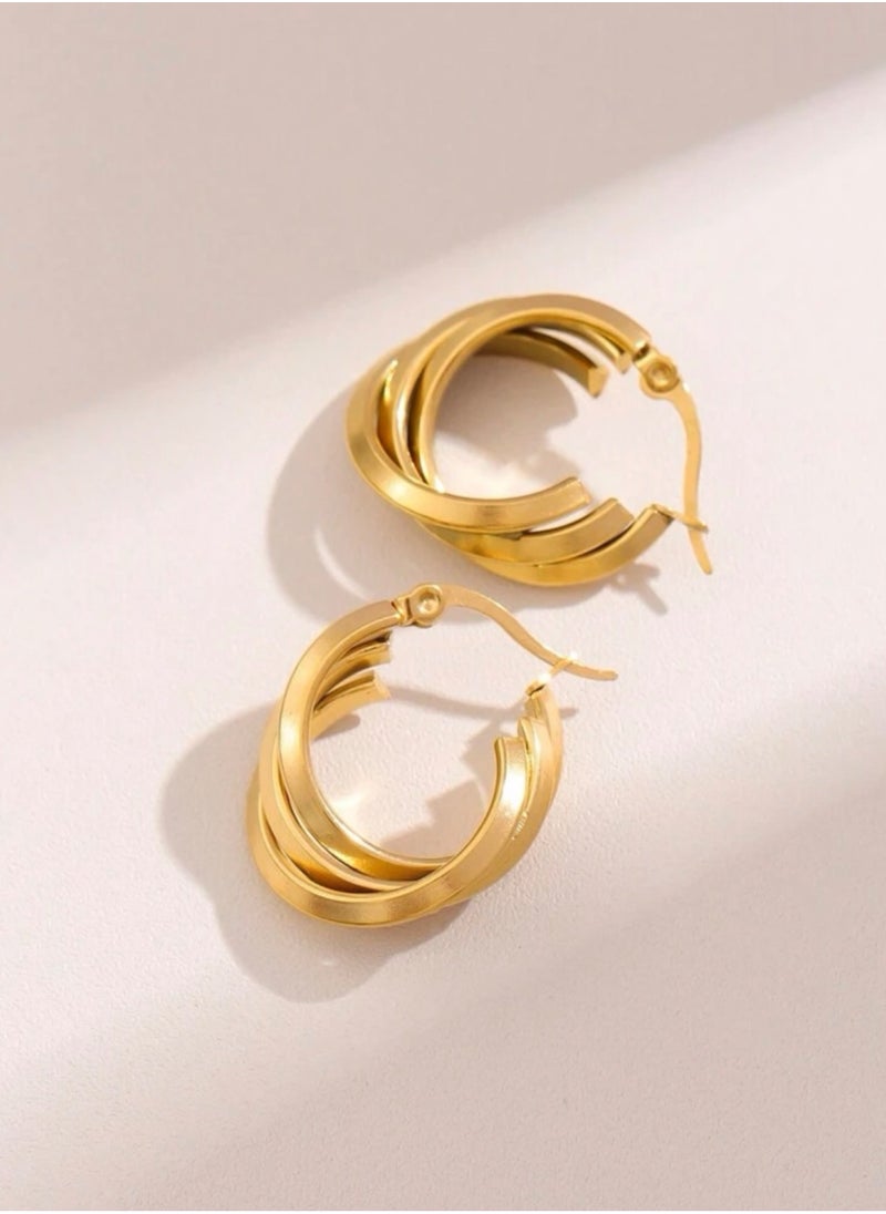 Equal - Elegant Stainless Steel Gold Plated Earrings For Women - Image 1