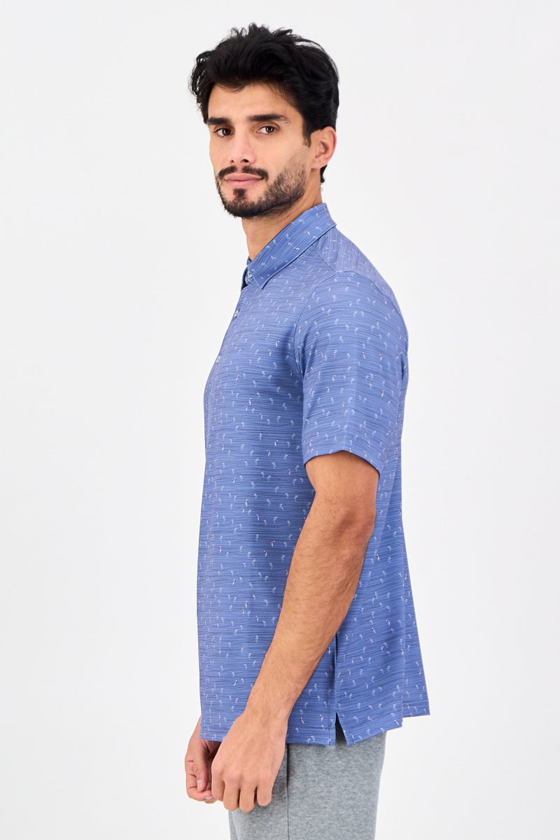 Greg Norman Men Sportswear Fit Short Sleeves Training Polo Shirt, Blue - Image 3