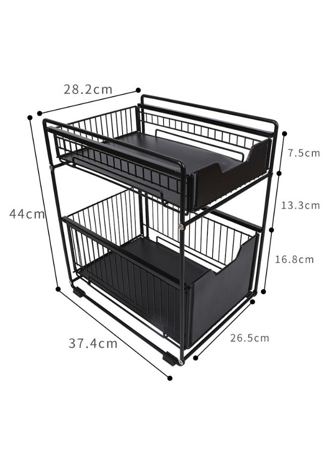general Kitchen Organizer Under Sink Storage Rack, 2-Tier Stackable Cabinet Organizer Shelf with Sliding Drawer Suitable for Kitchen Storage Savers - Image 2