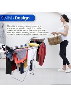 Generic Cloth Dryer, Rust Proof, Iron Wire & Frame, RF10877 Metal Drying Rack Multifunctional Air Dryer Ideal for Indoor/Outdoor Easy Store & Folding Clothes Dryer, Grey  - Image 4
