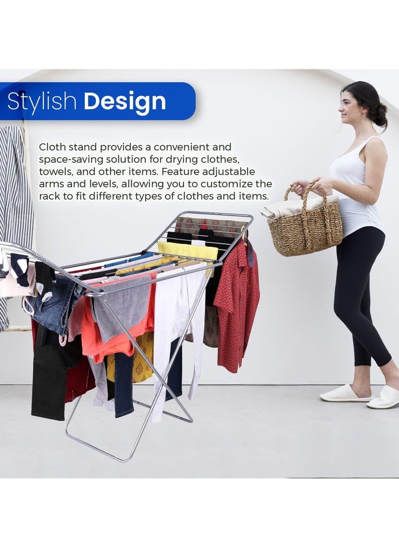 Generic Cloth Dryer, Rust Proof, Iron Wire & Frame, RF10877 Metal Drying Rack Multifunctional Air Dryer Ideal for Indoor/Outdoor Easy Store & Folding Clothes Dryer, Grey  - Image 4