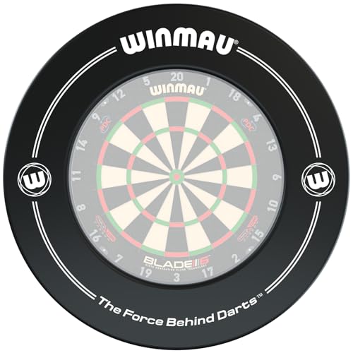 WINMAU Printed Dartboard Surround Ring Black Wall Protector for Bristle Dartboards Durable Foam Backboard 360 Dartboard Protection for Home Club Darts Setups - Image 1