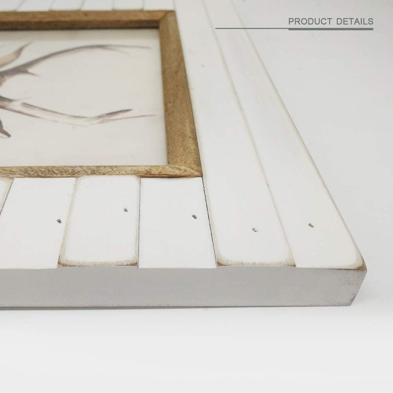 icheesday 5x7 2-Opening Wood Frames Rustic White Picture Frames Wall and Table Top Display Two Photos - Image 3