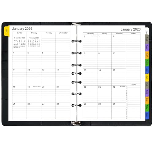 Tiankool 2026 Planner Refill for A5 7-Ring Binder,Weekly & Monthly Planner Inserts Runs from Jan 2026 to Dec 2026, 5-3/4" x 8-1/4" - Image 3