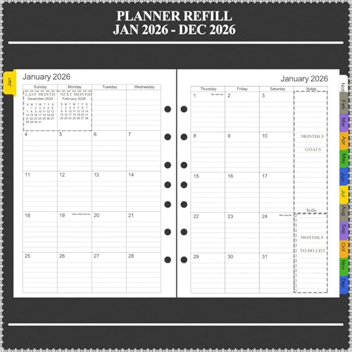 Tiankool 2026 Planner Refill for A5 7-Ring Binder,Weekly & Monthly Planner Inserts Runs from Jan 2026 to Dec 2026, 5-3/4" x 8-1/4" - Image 4