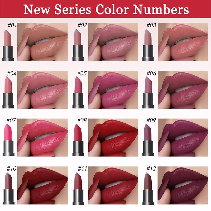 evpct 6Pcs Nude Brown Pink Purple Rose Red Mauve Matte Lipstick Sets for Women Velvet Lipstick Long Lasting Waterproof 24 Hours Lip Stick Stain Makeup Gift Sets labiales mate 24 horas originales A - Image 2
