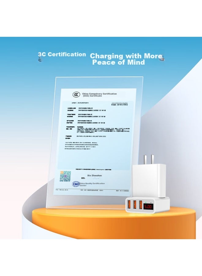 Kovol Charger, 3.4a Three-port Usb Fast Charging Head, Charging Cable Set, Compatible With 5v2a/1a Multiple Ports, Suitable For Apple, Huawei, Xiaomi Phones, Ipad, Universal - Image 3