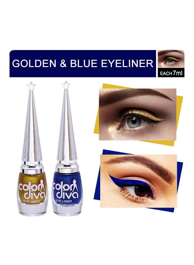 Color Diva Eye Liner Water Resistant Longlasting 6Ml (Blue & Golden) Matte Finish - Image 1