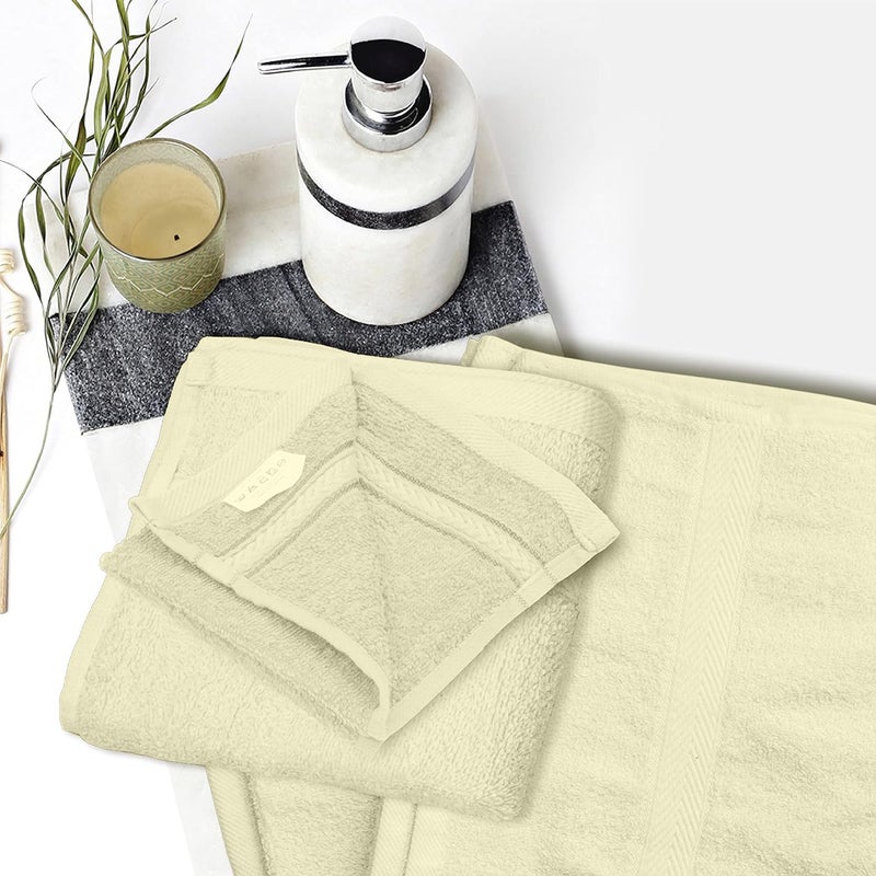 Princess Deyarco - - 3 Pcs Towel Set, Includes: Face (30x30cm), Hand (40x70cm) and Bath (70x140cm) Towels, Fabric: 100% Cotton Terry, Pattern: Ringspun, Color: Cream - Image 3