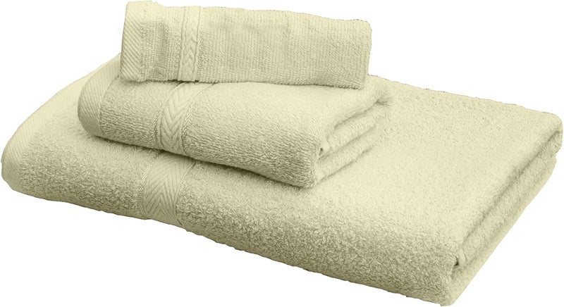 Princess Deyarco - - 3 Pcs Towel Set, Includes: Face (30x30cm), Hand (40x70cm) and Bath (70x140cm) Towels, Fabric: 100% Cotton Terry, Pattern: Ringspun, Color: Cream - Image 5