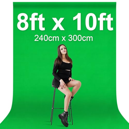 EMART Green Screen Backdrop, 8 x 10 Ft Photography Greenscreen Background Sheet Fabric Kit for YouTube Video Streaming Zoom, Small Photo Chromakey Cloth Curtain with 4 Clip - Image 2