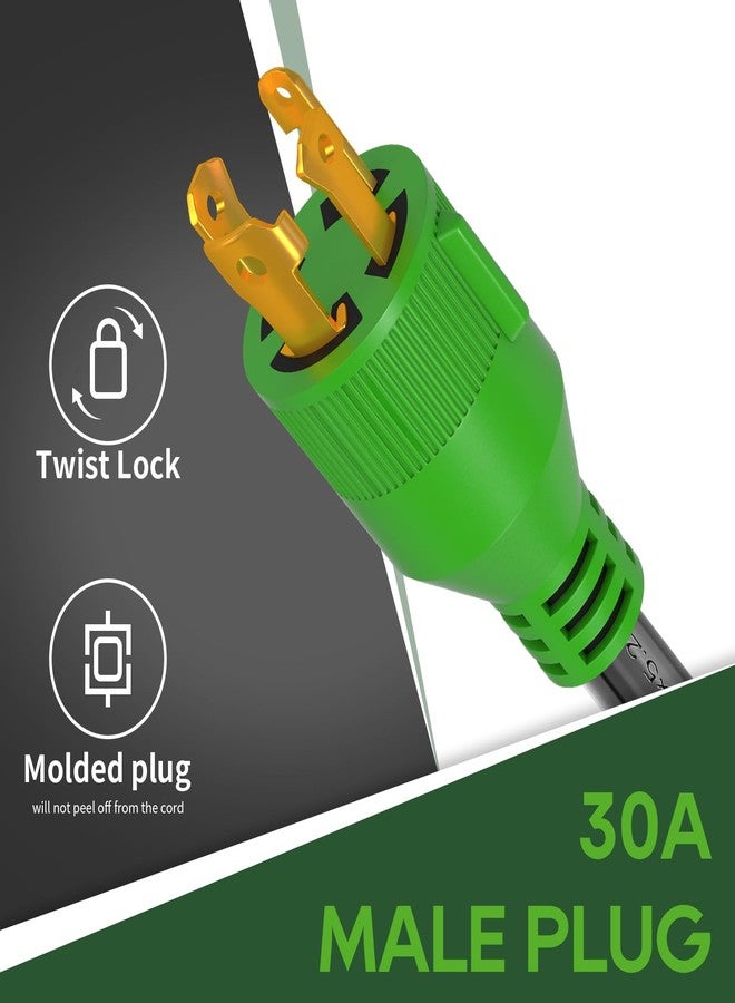 RVGUARD 4 Prong 30 Amp to 50 Amp RV Generator Adapter Cord 12 Inch STW, L14-30P Locking Male Plug to 14-50R Female with LED Power Indicator, Green - Image 3