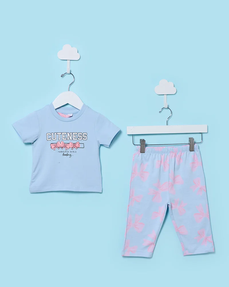 Redtag Infant Girls Blue and Pink 2 Piece Set