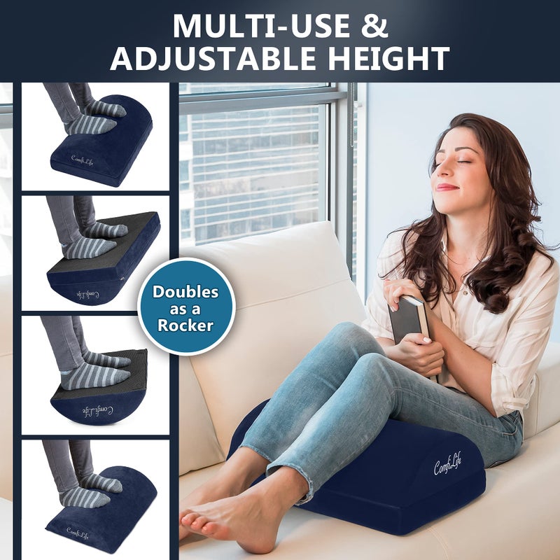 ComfiLife Foot Rest for Under Desk at Work â€“ Adjustable Height Memory Foam Foot Stool for Under Desk, Office Chair & Gaming Chair â€“ Ergonomic Footrest for Back & Hip Pain Relief (Navy) - Image 5