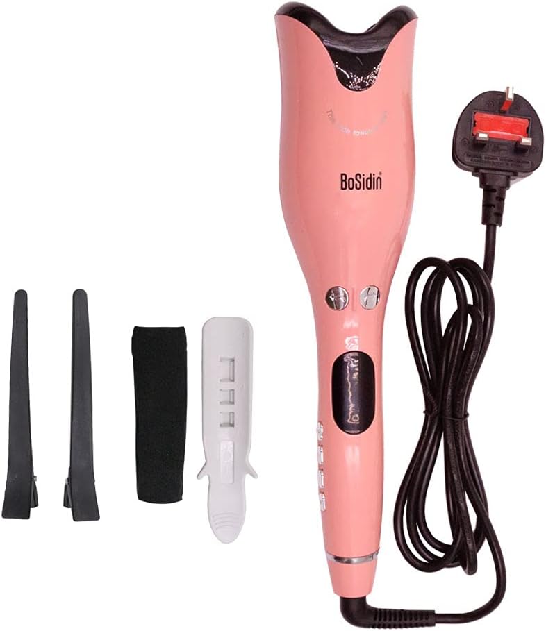 بوسيديان مكواة تجعيد احترافية أوتوماتيكية Air Curler Spin N Curl 1 بوصة سيراميك دوارة (وردي) - Image 1