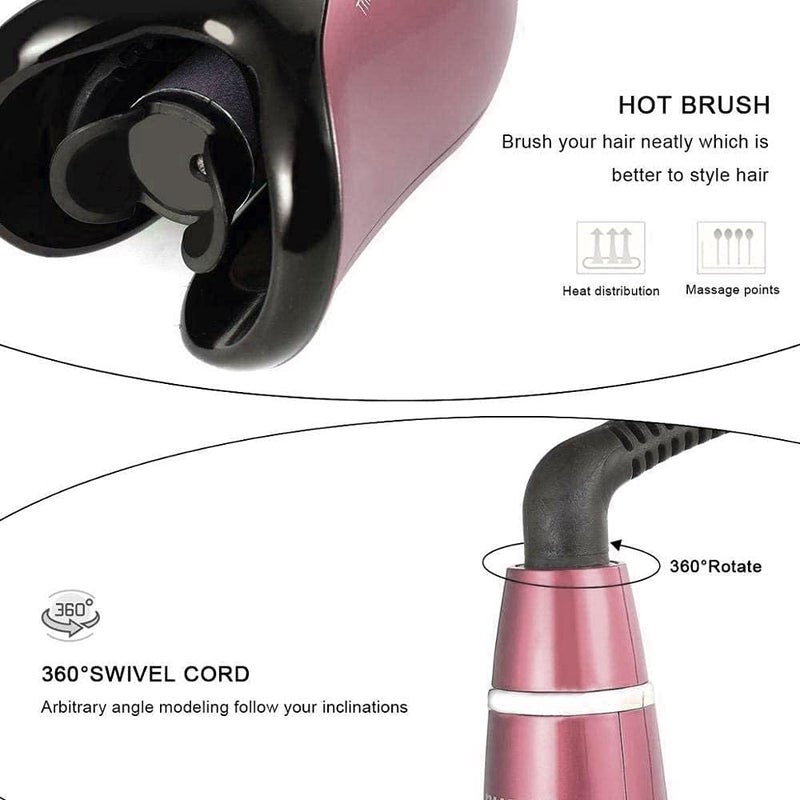 بوسيديان مكواة تجعيد احترافية أوتوماتيكية Air Curler Spin N Curl 1 بوصة سيراميك دوارة (وردي) - Image 4