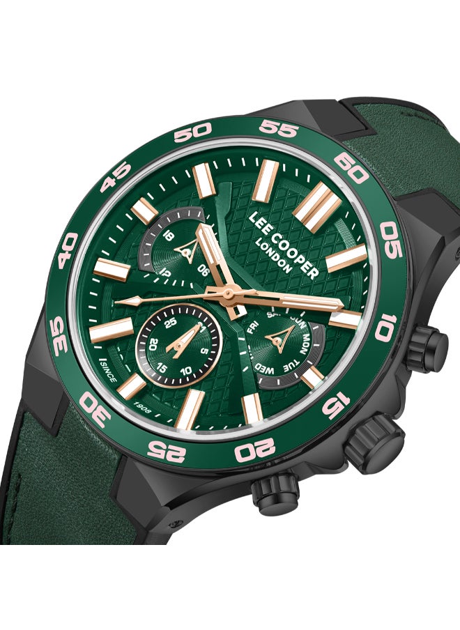 Lee Cooper Men's Multi Function Display Watch With Dark Green Leather Strap - LC08066.077  - Image 1