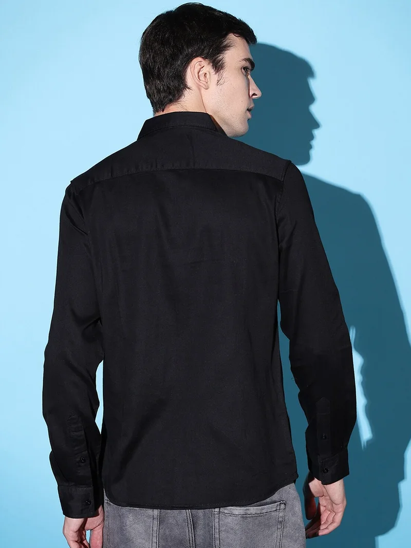 The Indian Garage Co Men Slim Fit Graphic Print Full Sleeves Cutaway Collar Party Wear Shirt