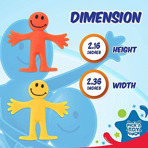 Pick A Toy Stretchy Happy Man Toy Party Favors: Bendy Toys Set of 24 - Perfect Stretchy Toys Small Prizes for Goody Bag Stuffers and Egg Fillers - Image 2