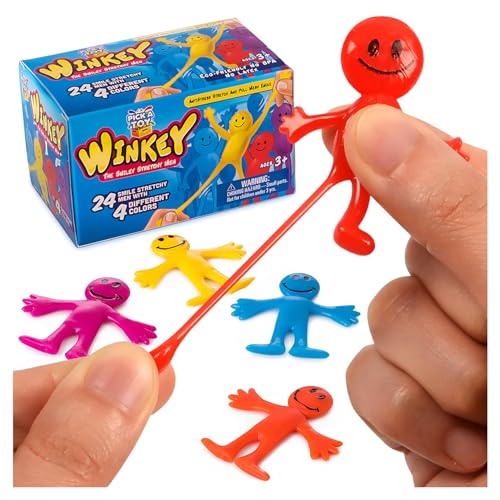 Pick A Toy Stretchy Happy Man Toy Party Favors: Bendy Toys Set of 24 - Perfect Stretchy Toys Small Prizes for Goody Bag Stuffers and Egg Fillers - Image 1