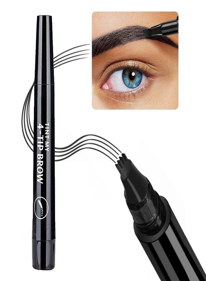 click2shop Clear Eyebrow Microblading Pen - Waterproof, Long-Lasting, Sweat Resistant, Flawless Natural Looking Brows with 4 Micro-Fork Tip, Stays on All Day (BLACK) - Image 1