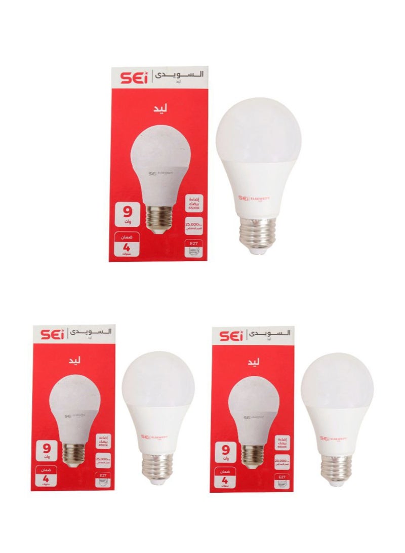 السويدى لمبة ليد مجموعة مكونة من 3 لمبات بقوة 9 وات من السويدى - Image 1